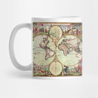 Antique Double Hemisphere Map by Frederick de Wit, c1665 Mug